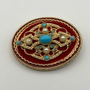 ART Arthur Pepper Goldtone Velvet Brooch